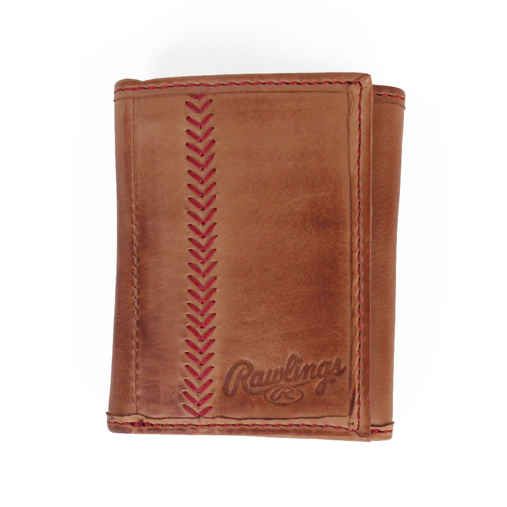 Men's Rawlings Baseball Stitch Trifold Wallet 3.2 x 0.8 x 4.2 