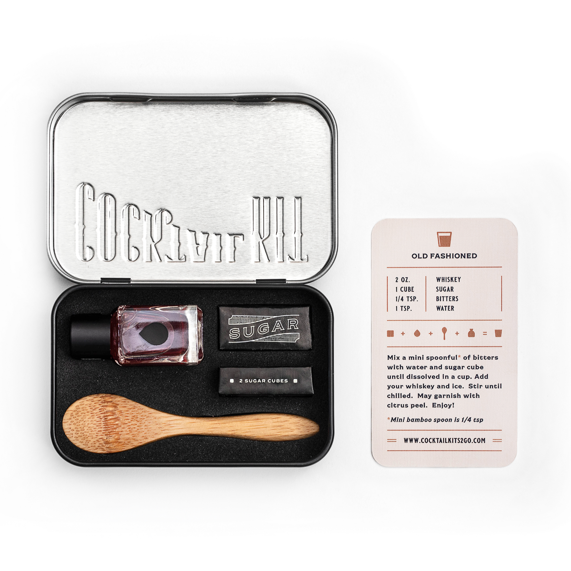 Old Fashioned Cocktail Kit with Case Opened and Recipe