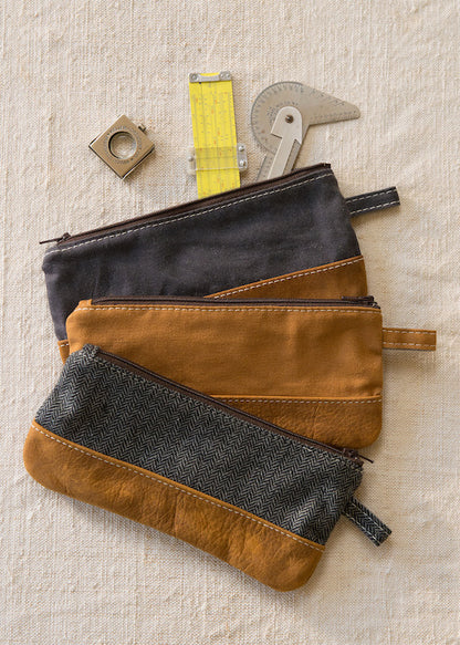 Henley Canvas & Leather Utility Bags Displayed with tools inside