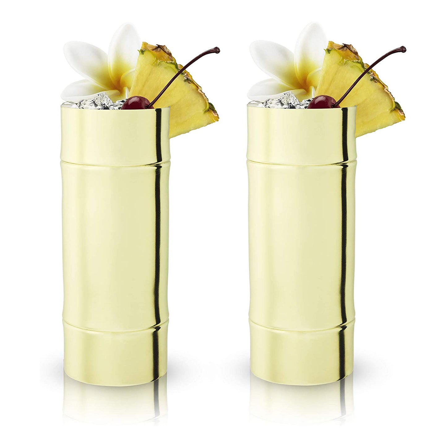 Bamboo Highball Glasses Front View with Garnishes