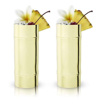 Bamboo Highball Glasses Front View with Garnishes