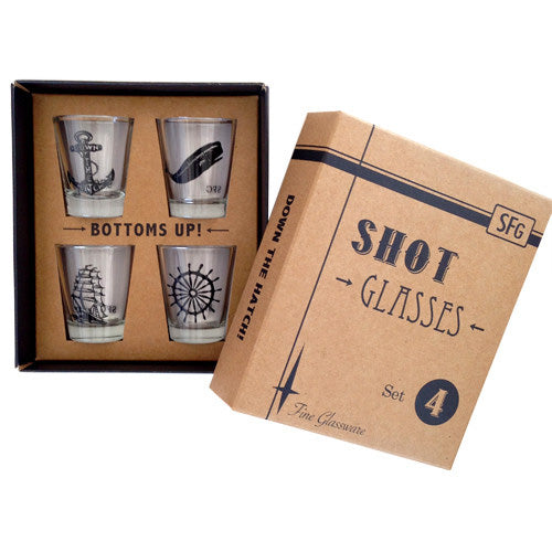 Nautical Shot Glass Set view of box with glasses inside