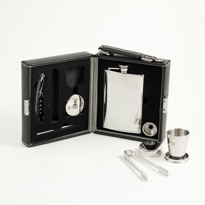 Mini-Bar Cocktail Travel Kit View with case open showing components