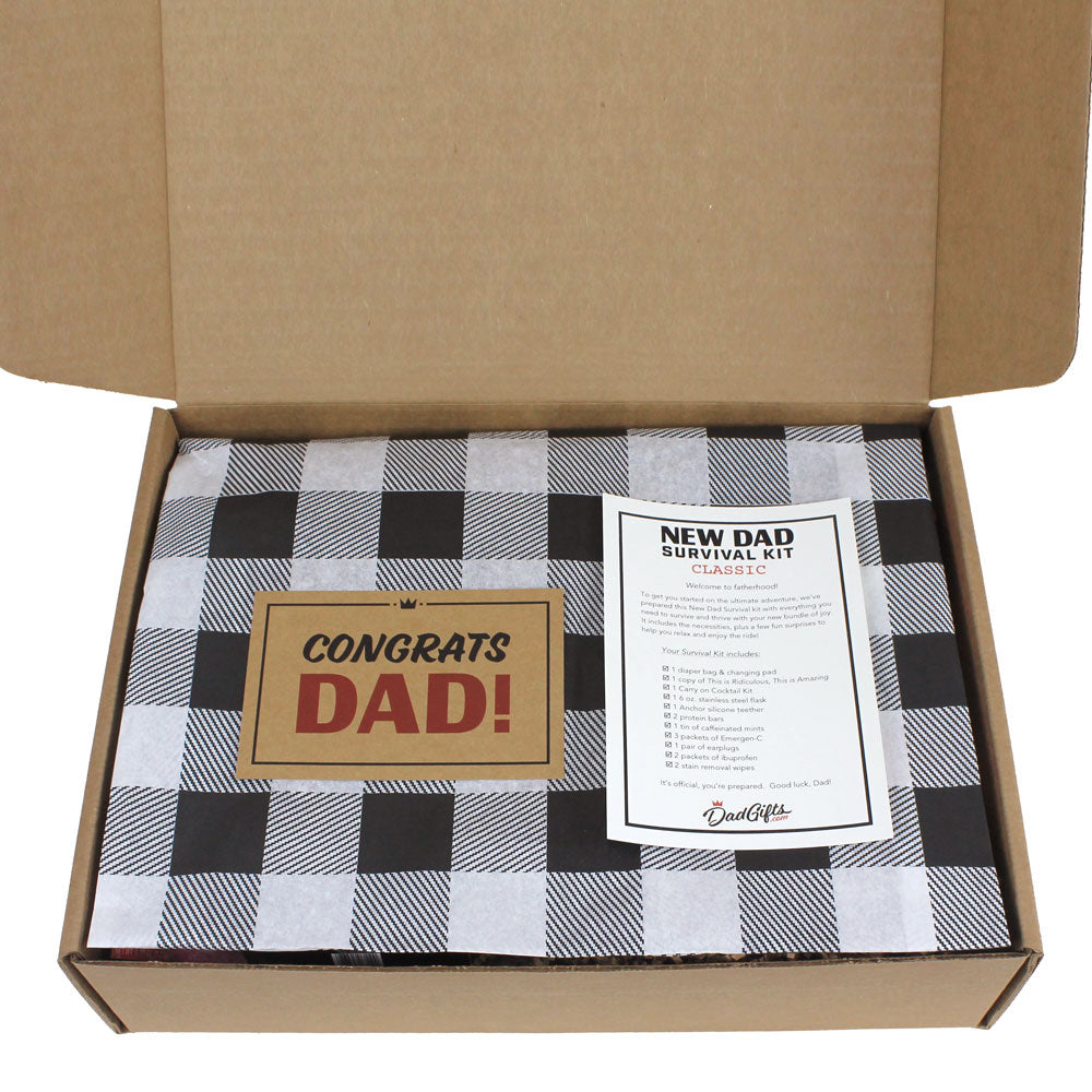 New Dad Survival Kit Classic View inside of Box