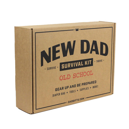Old School New Dad Survival Kit View of Gift Box