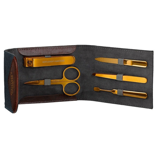 Gentlemen's Hardware Canvas Manicure Set with Case Open Showing Tools
